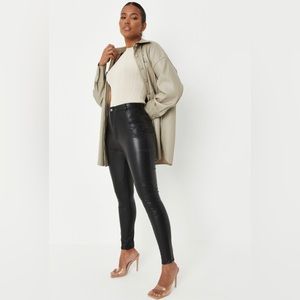NWT missguided black Faux Leather Slim Leg Biker Trousers